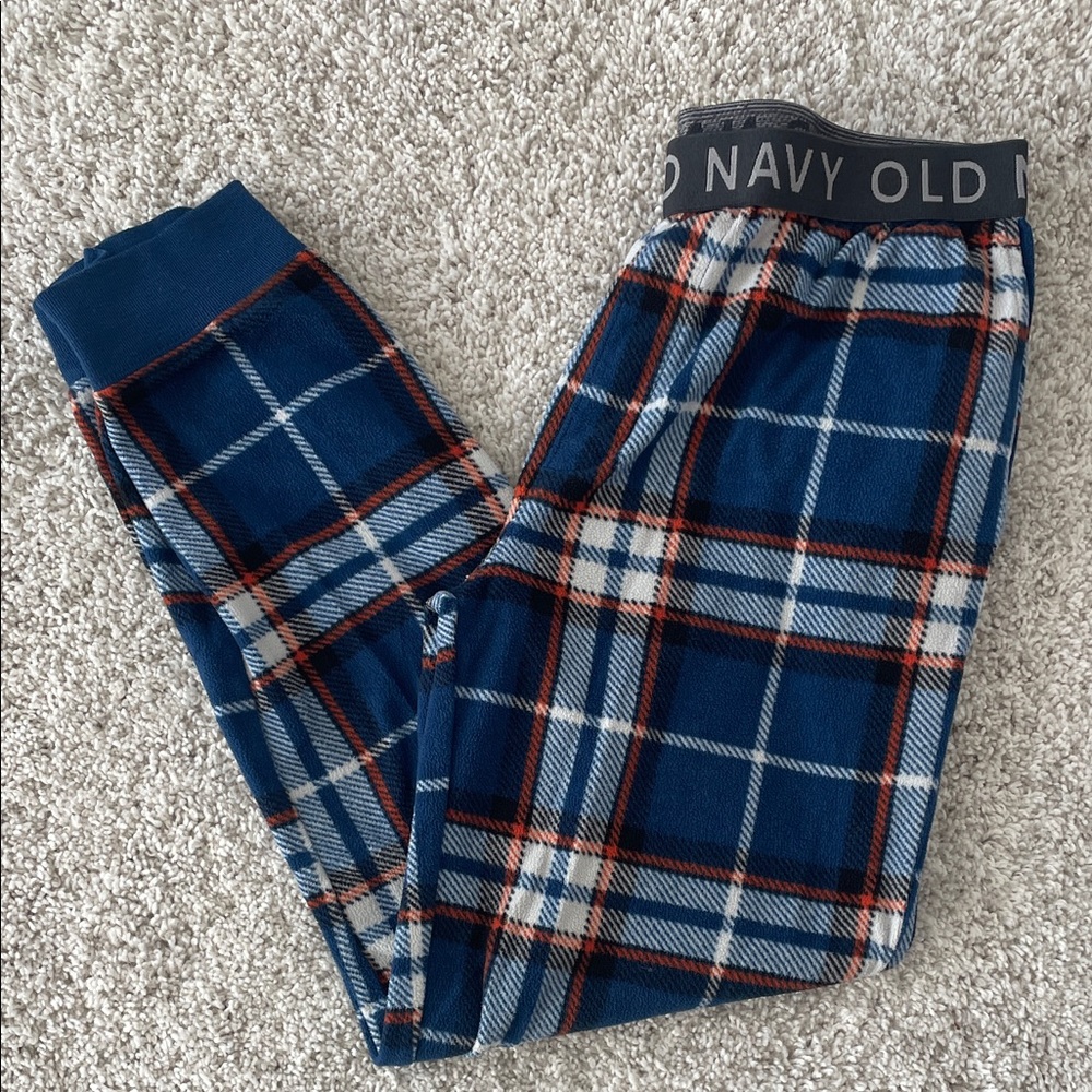 Old Navy Blue and White Plaid Jogger Pajamas